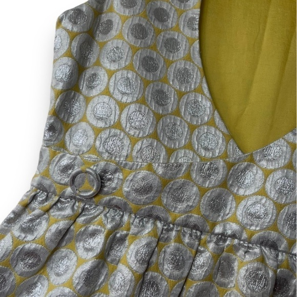 Raoul Metallic Silver/Yellow Medallion Sleeveless Fit & Flare Cocktail Dress - Picture 3 of 11